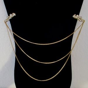 VTG Gold Tone & Pale Blue Rhinestone Sweater Clip